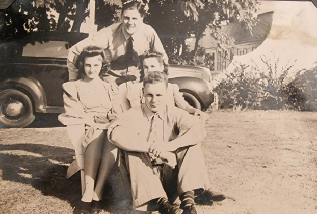 Frank (top), friend and Strickland girls