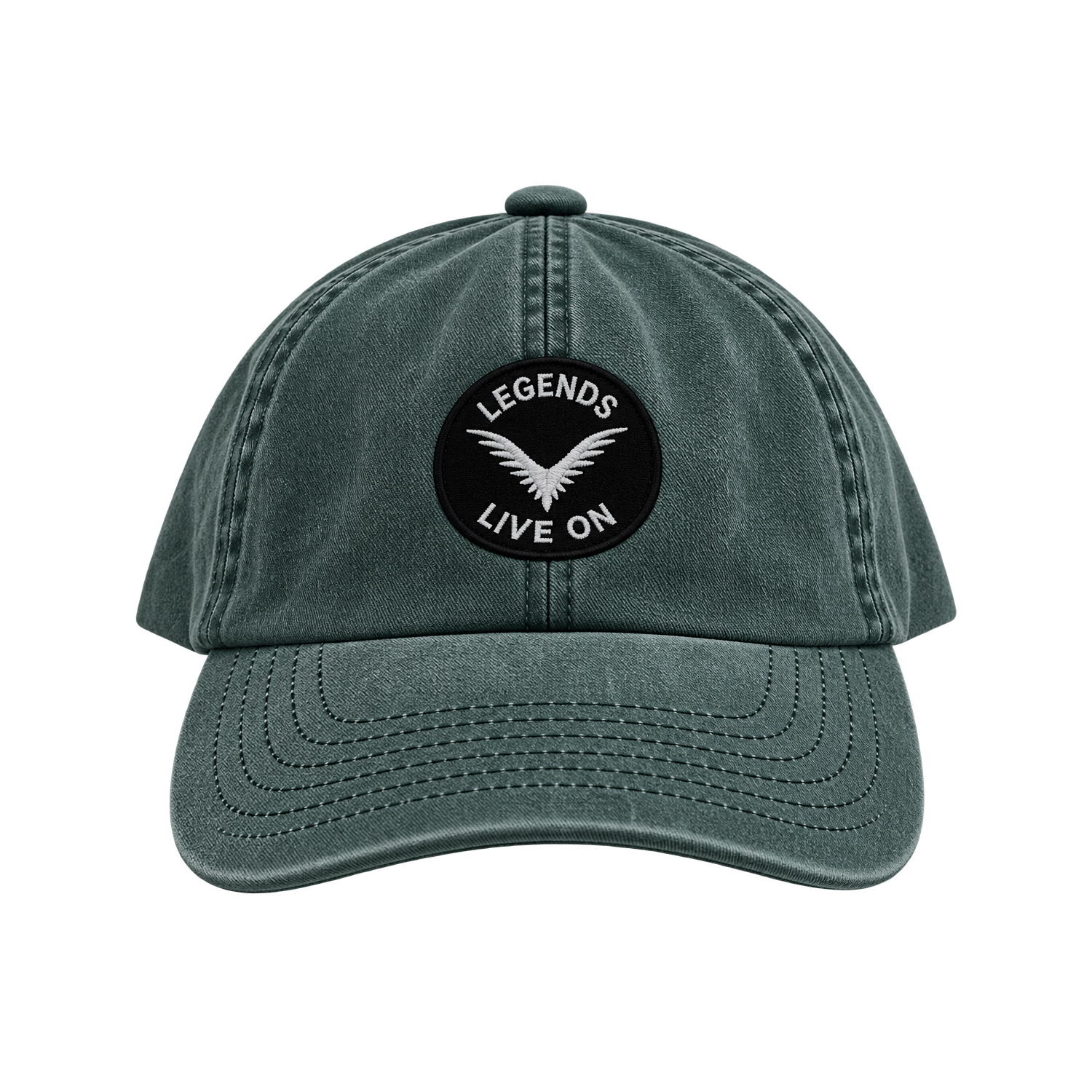 vintage green baseball cap with logo