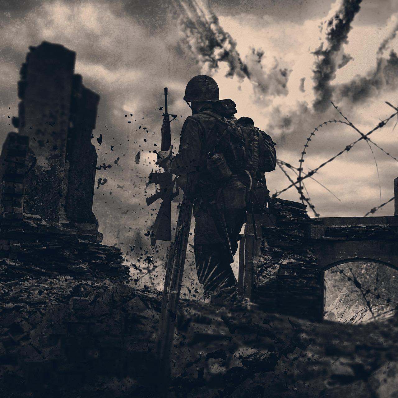 Solider in the ruins of war