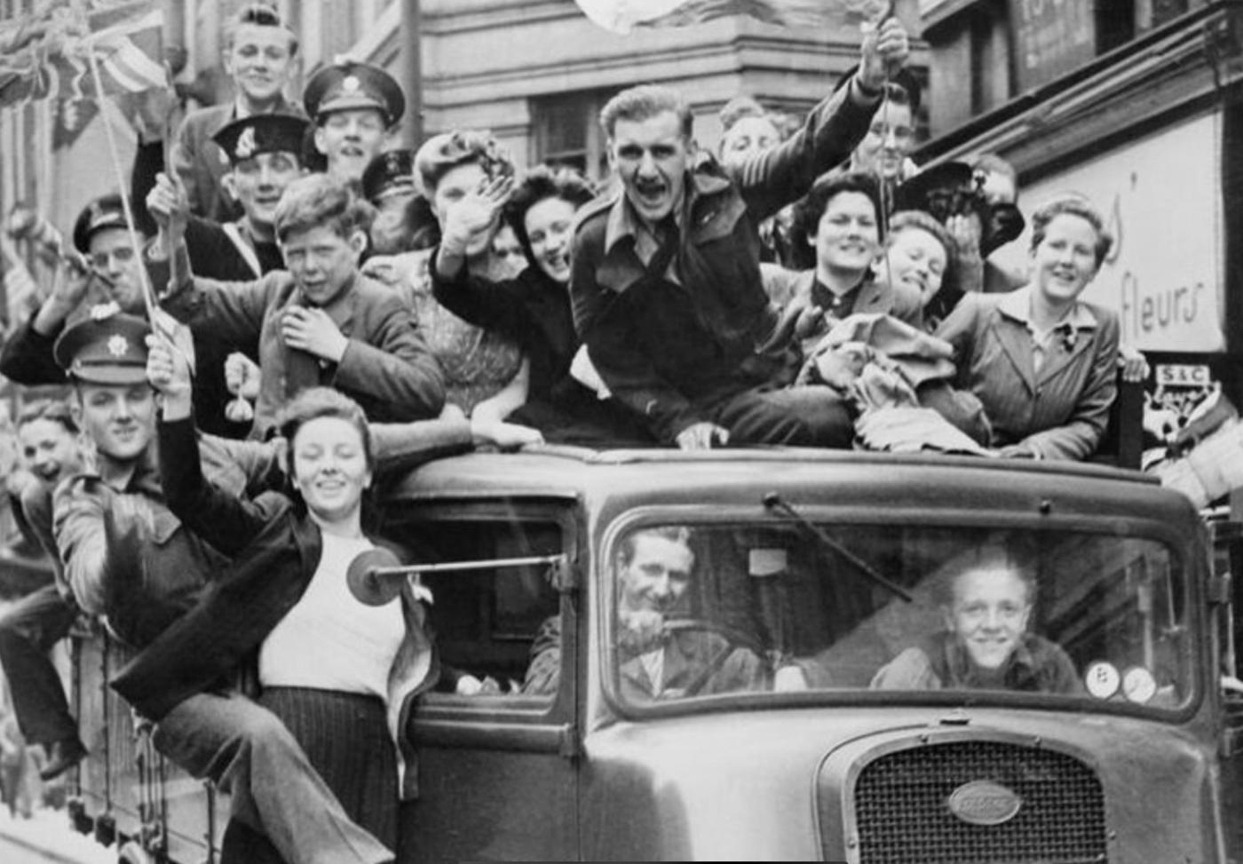 Joyful crowd - VE Day Celebrations
