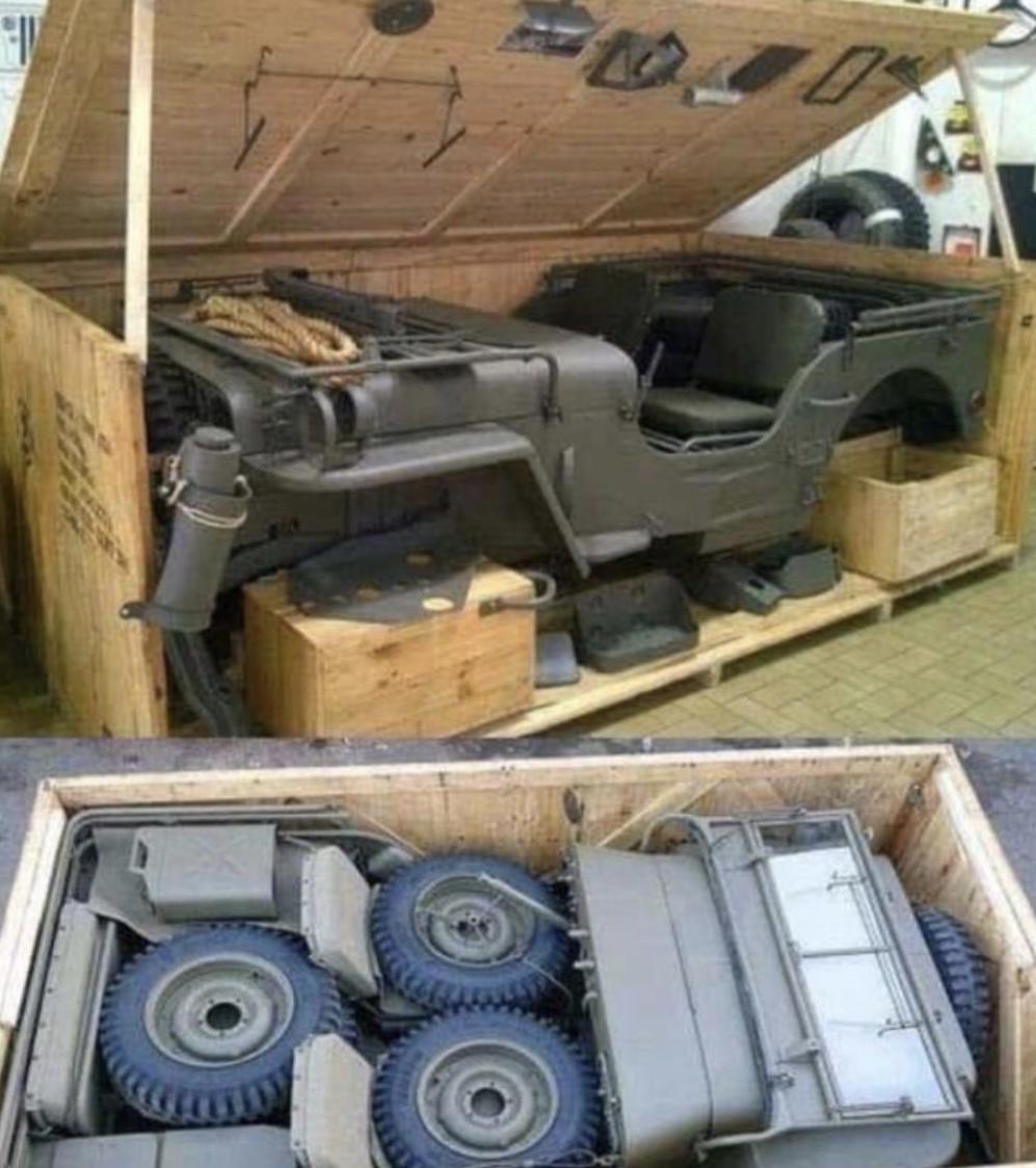 Crated boxed jeeps