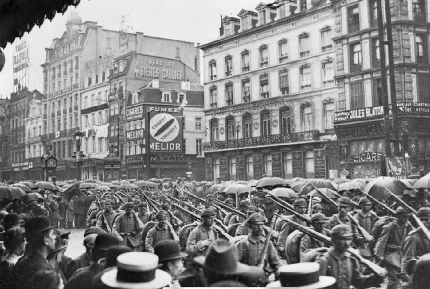 German troops marching through Belgium