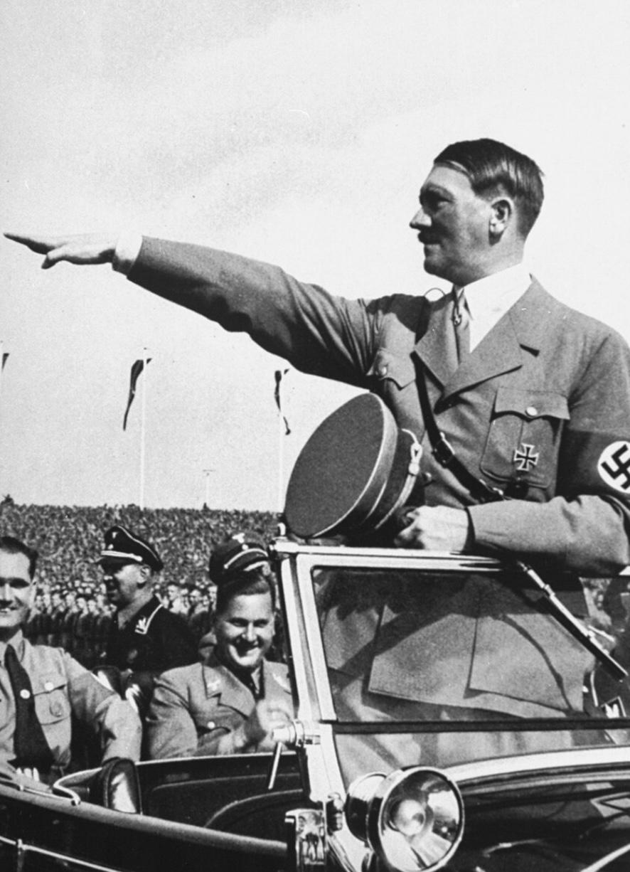 Adolph Hitler saluting at Nuremberg 