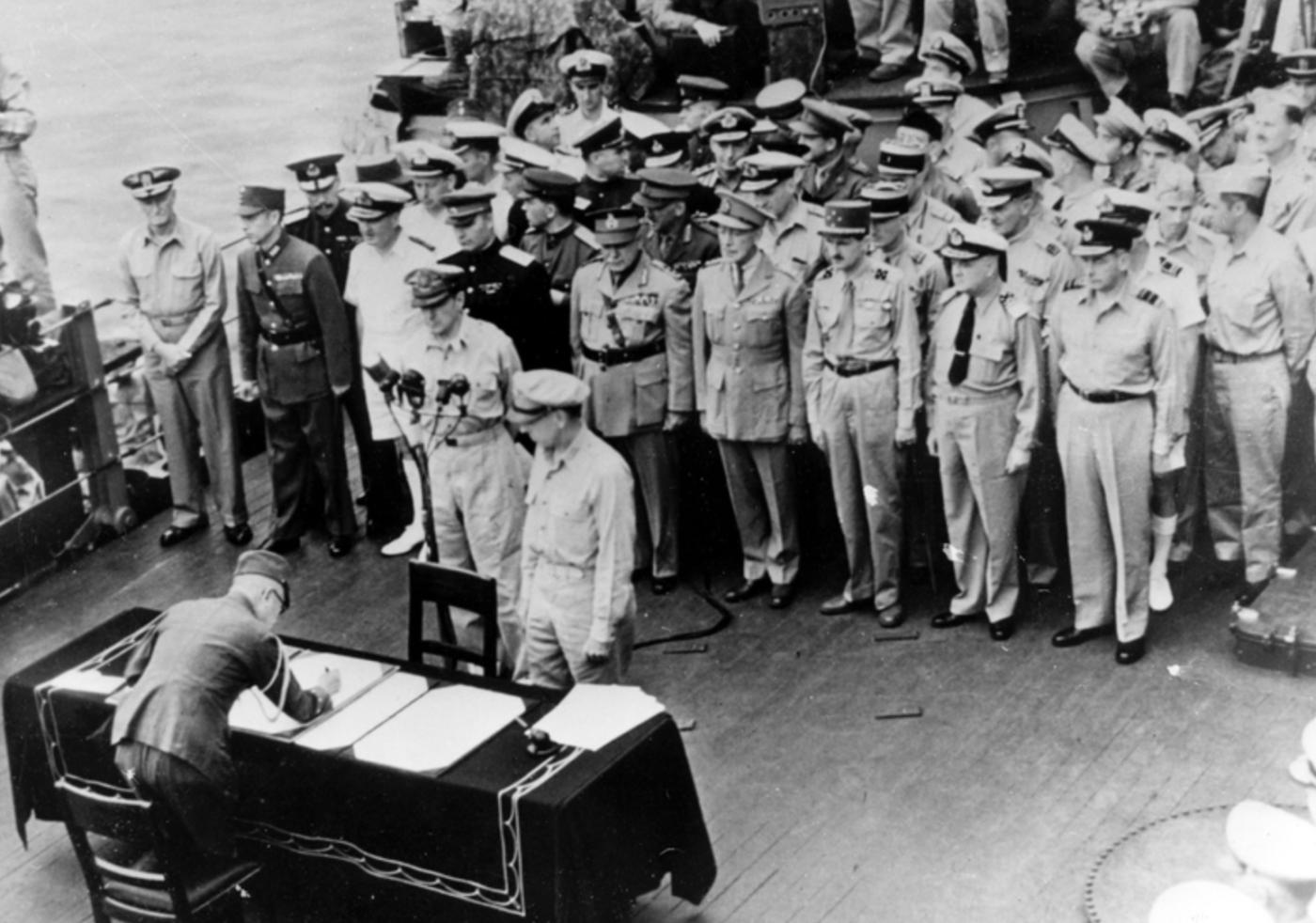Japanese surrender document signed uss missouri battleship ship USA ww2