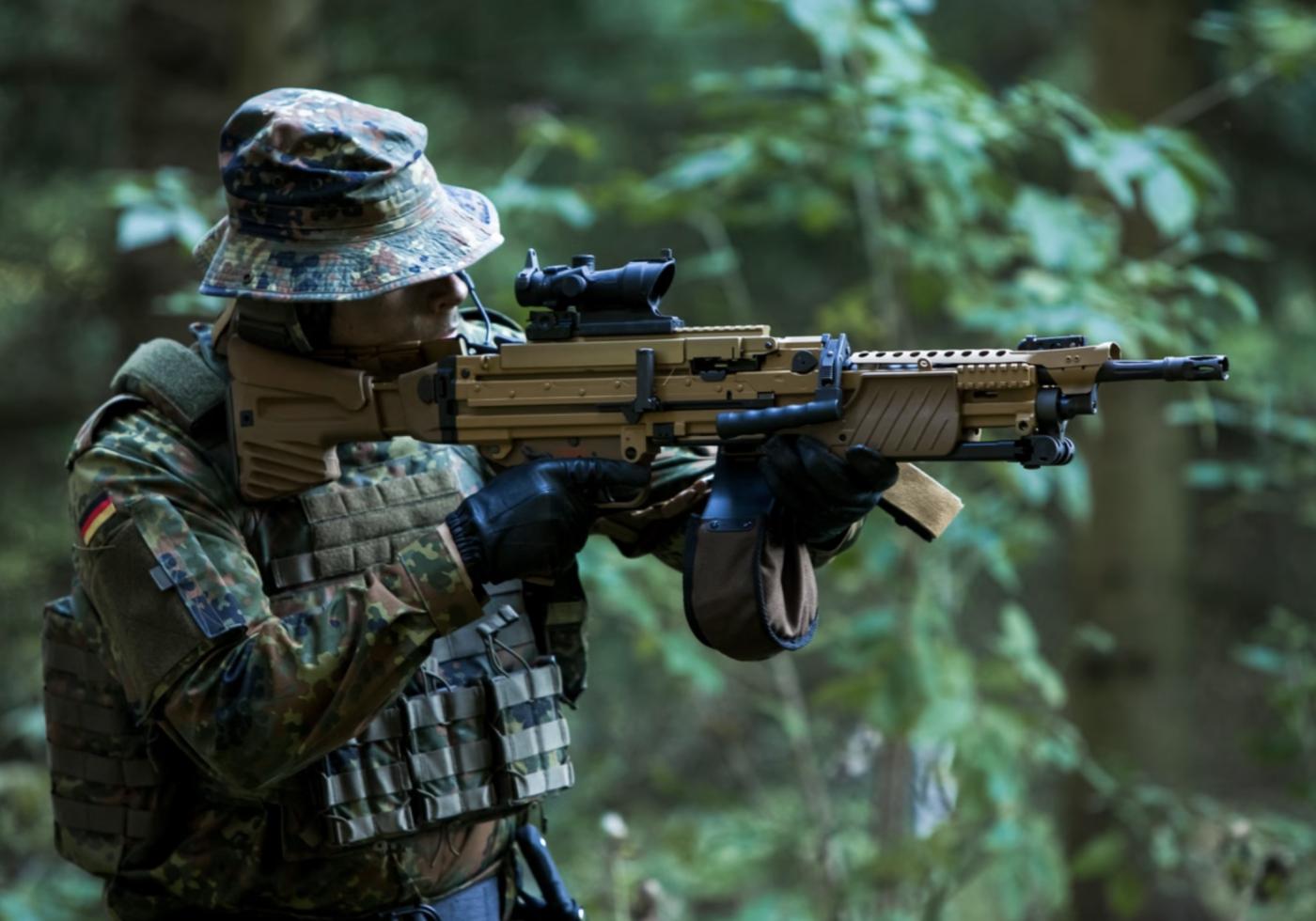 German machine gun heckler and Koch mg4 belt fed weapon nato