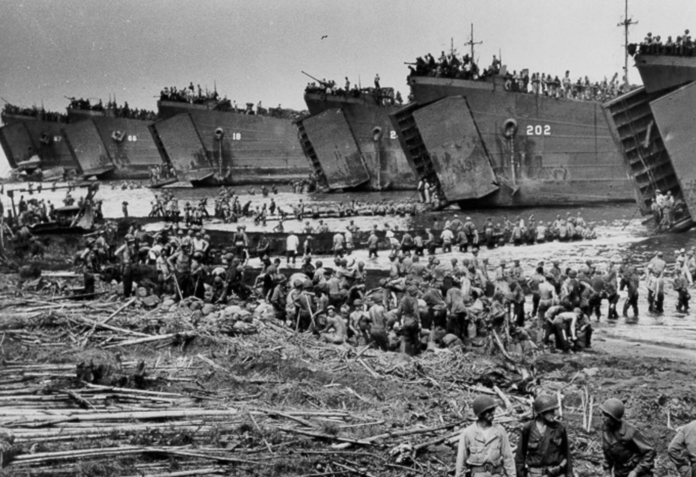 U.s landing craft at Leyte Philippines 