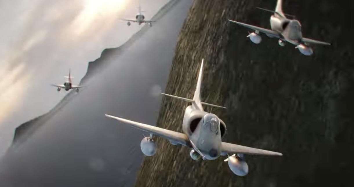 Argentinian Fighter planes attack British ship