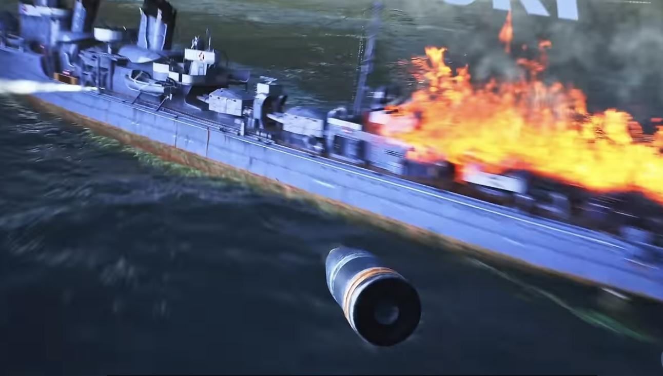 Ship under fire from missile 