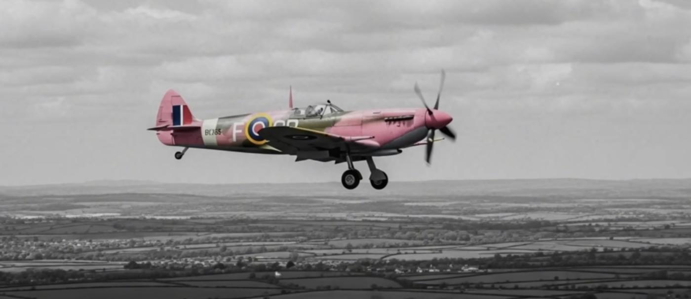 Pink spitfire reconnaissance plane