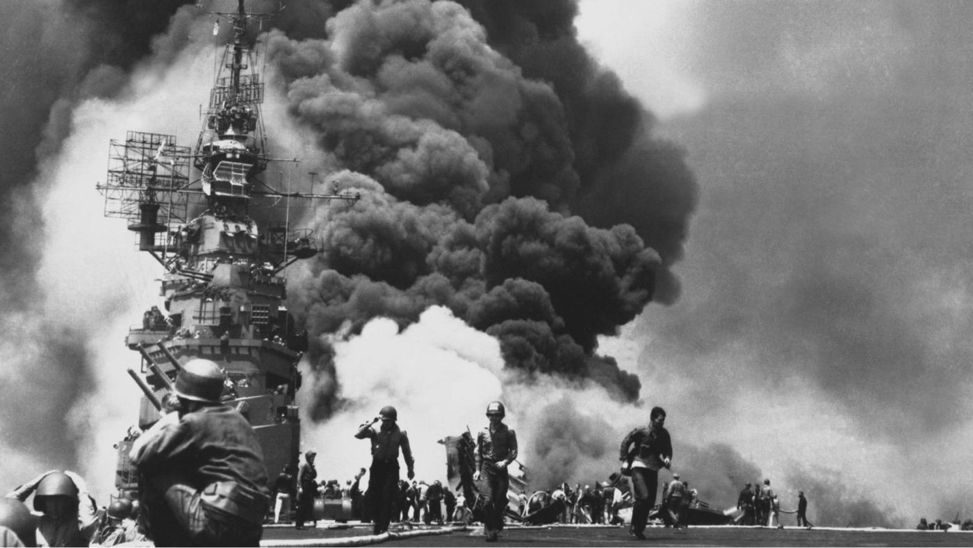 Us ships ablaze