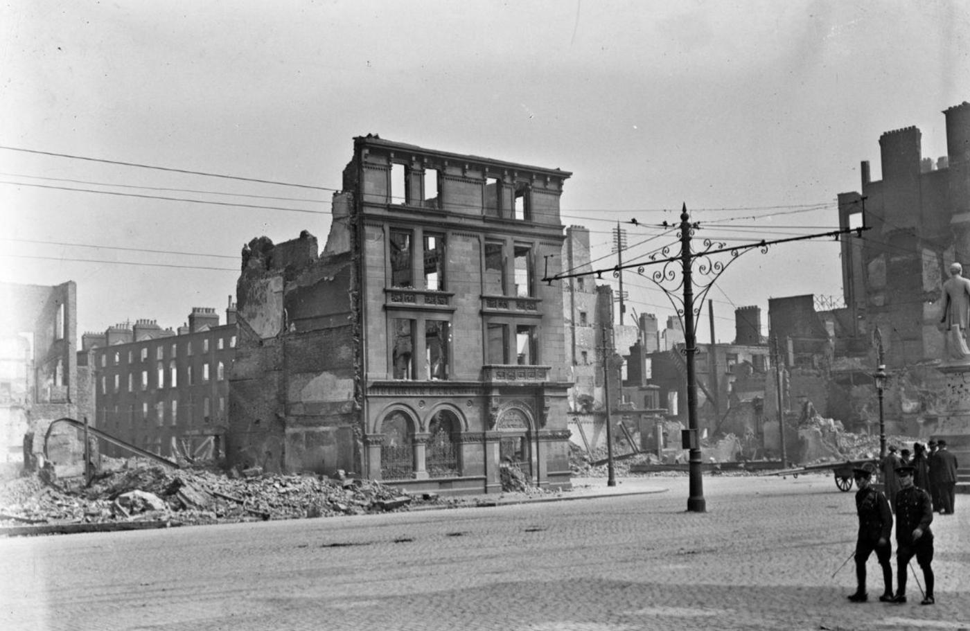 Damaged riot buildings 