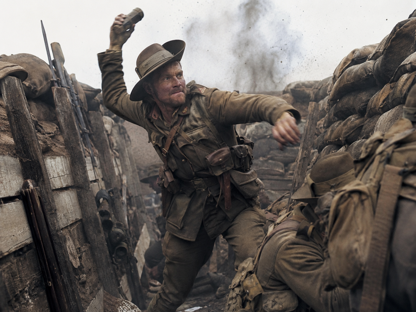 Ww1 Australian soldier throwing hand grenade 