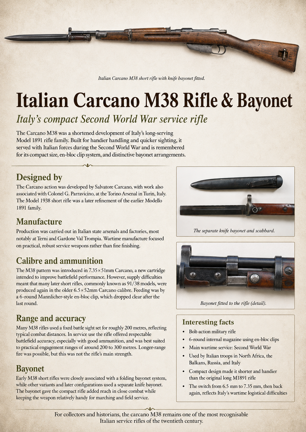 Italian  carano m38 with folding bayonet 
