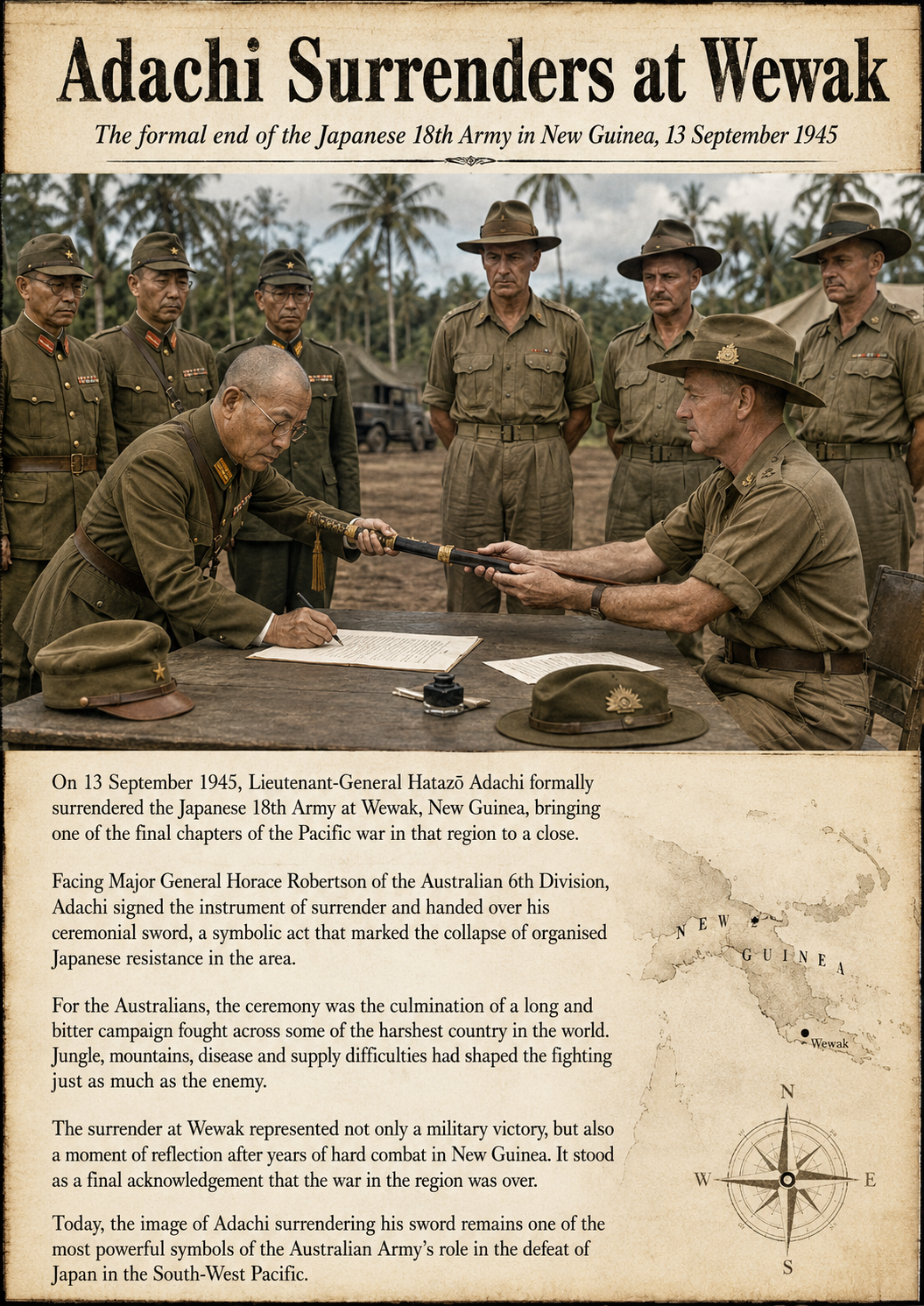 Japanese general adachi surrenders 