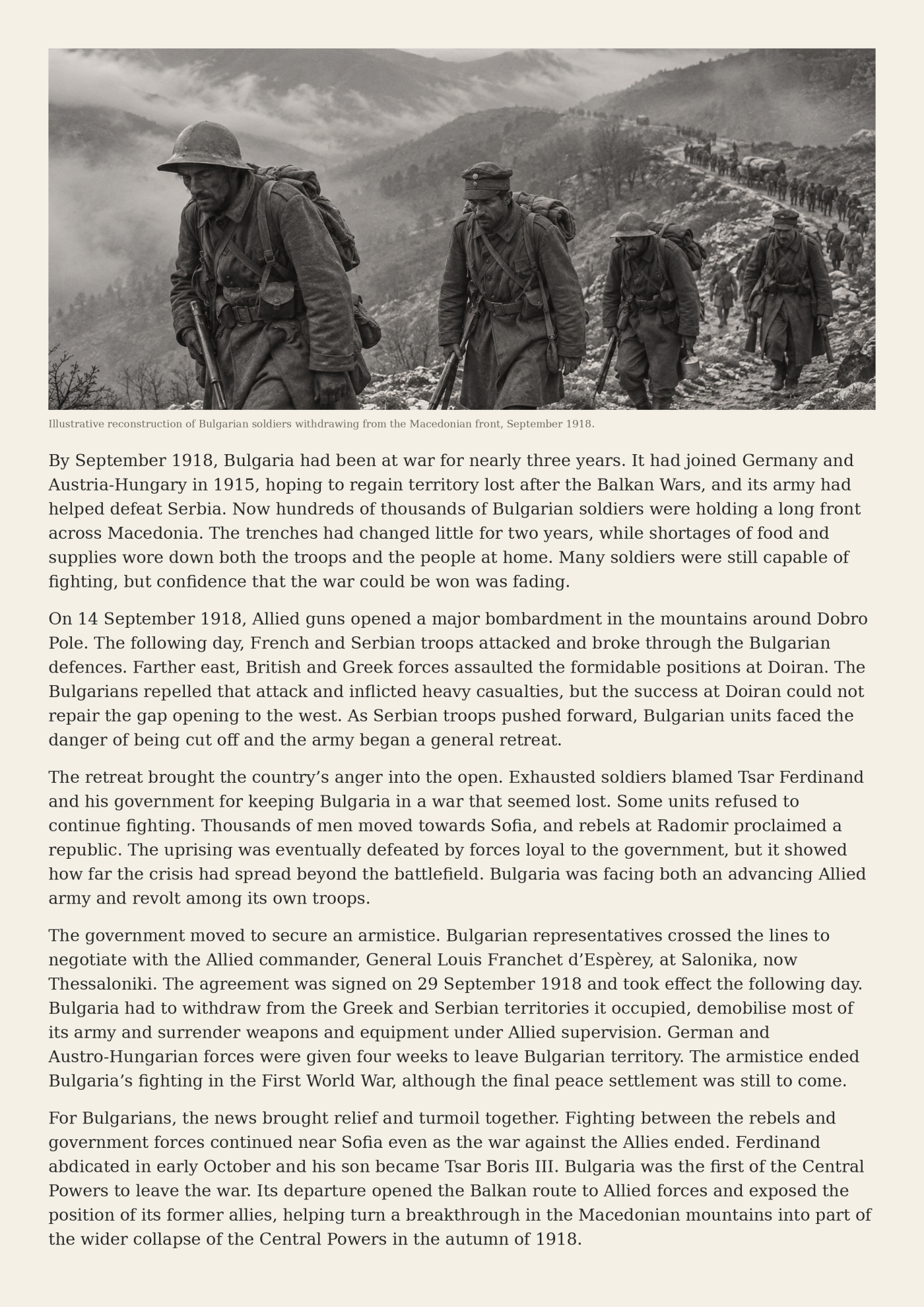 Bulgaria leaves WW1