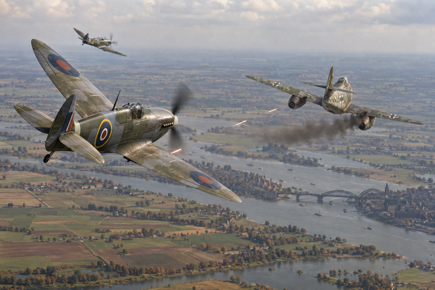 Spitfires take down me262 jet fighter in duel