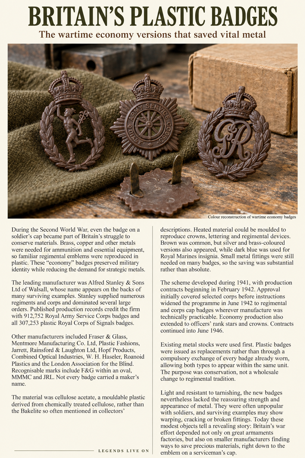 Plastic economy insignia cap badges plastic