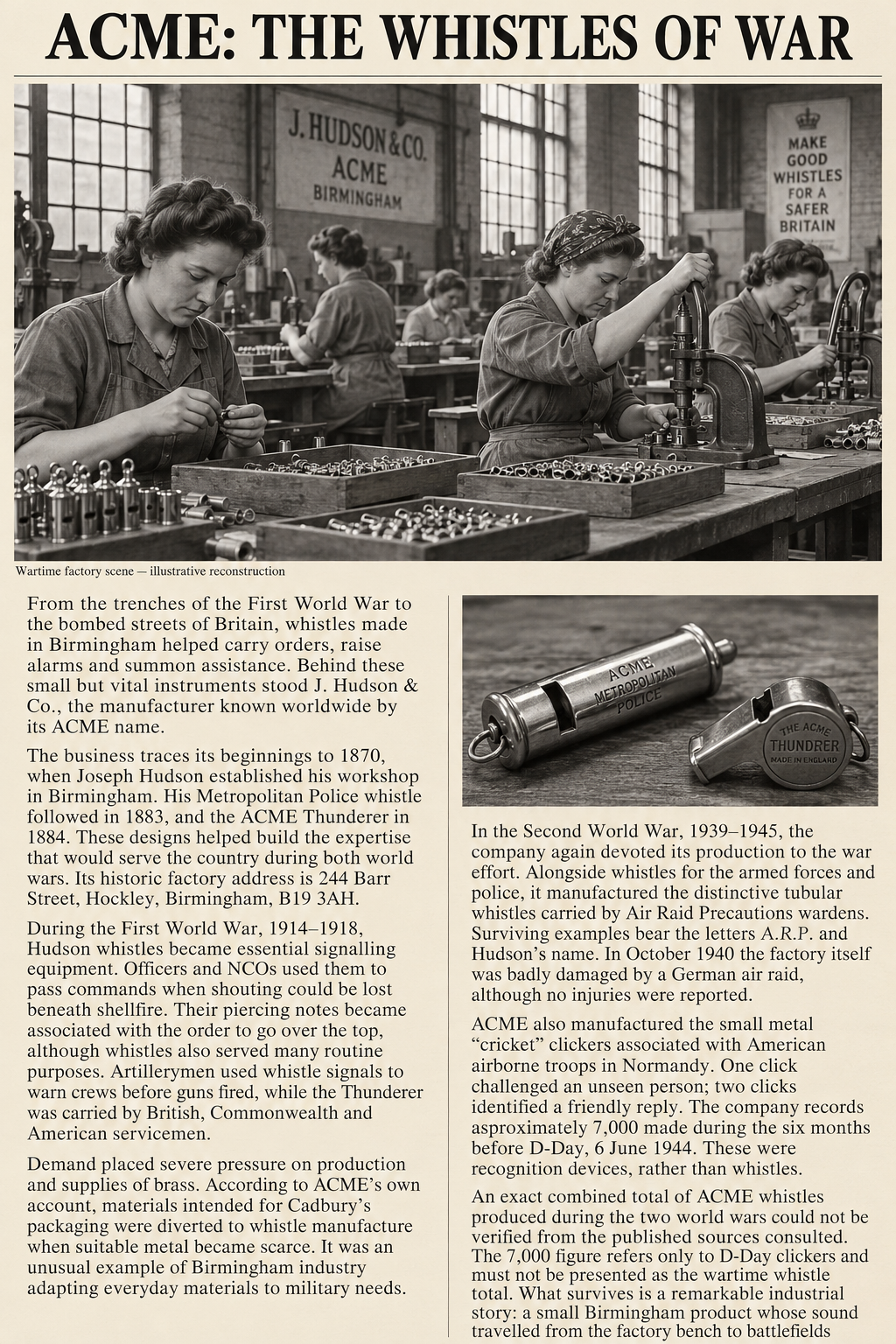 Acme whistle manufacturing 