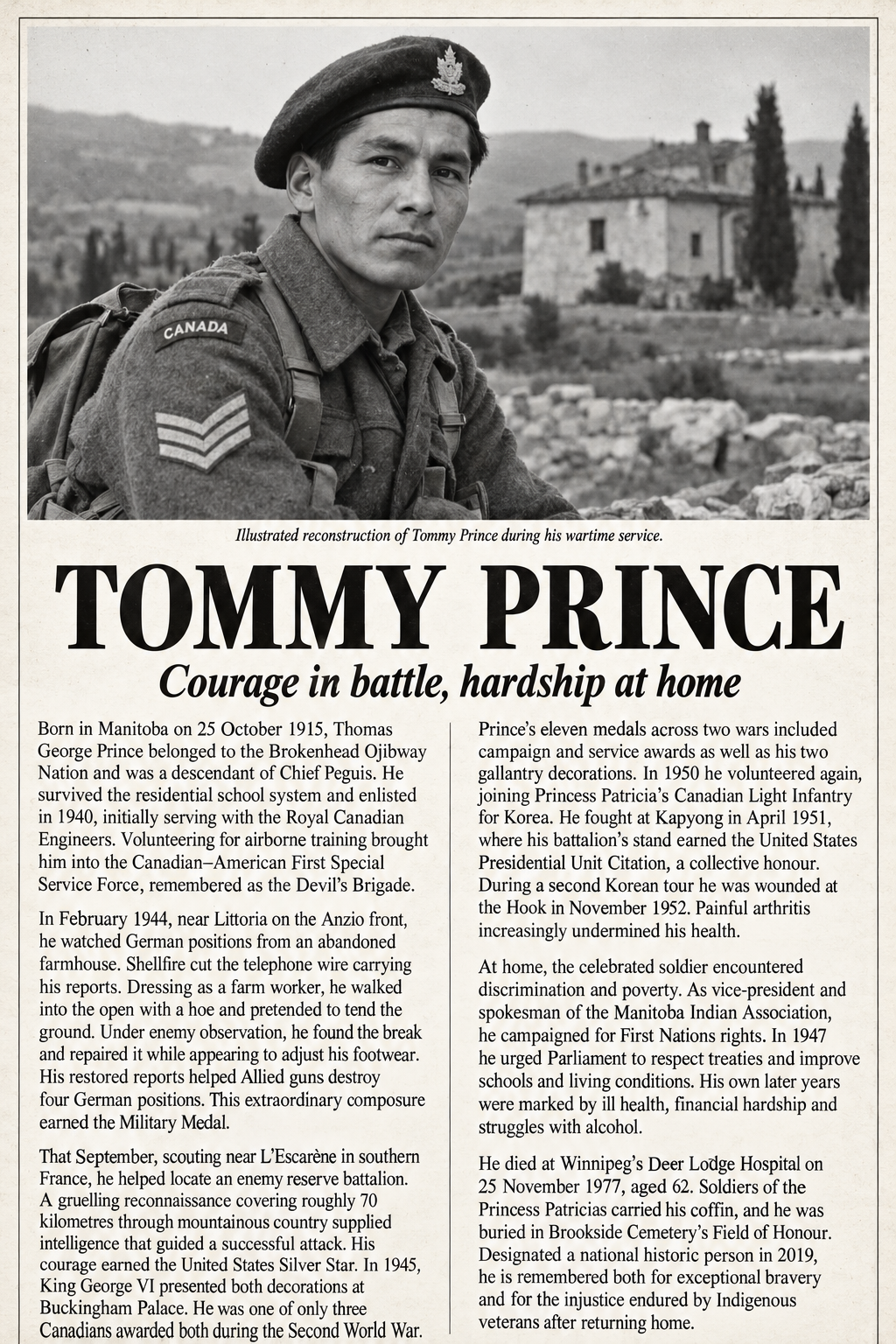 Tommy prince canadas brave most decorated soldier 