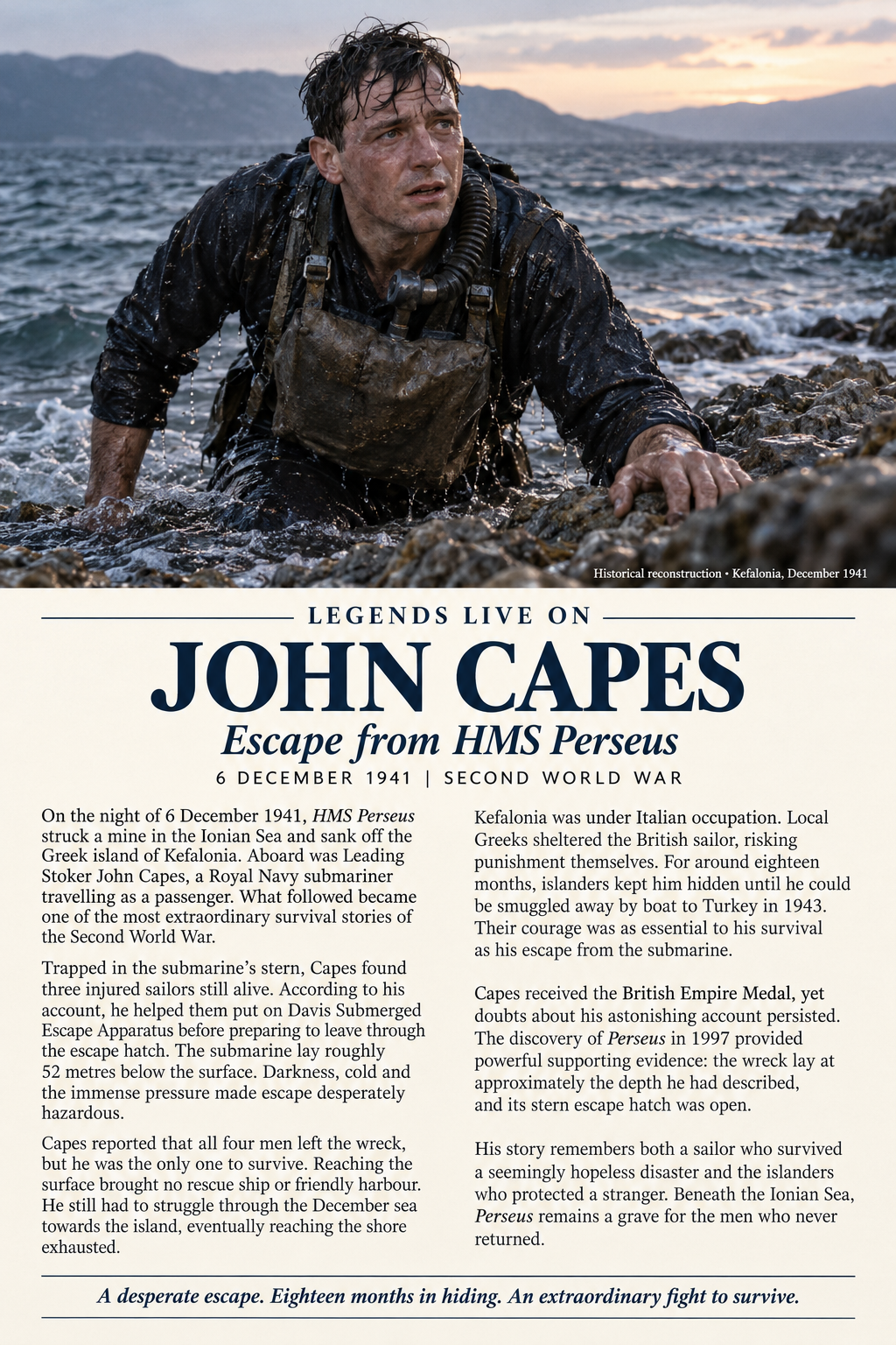 John capes escaped from sunken submarine 