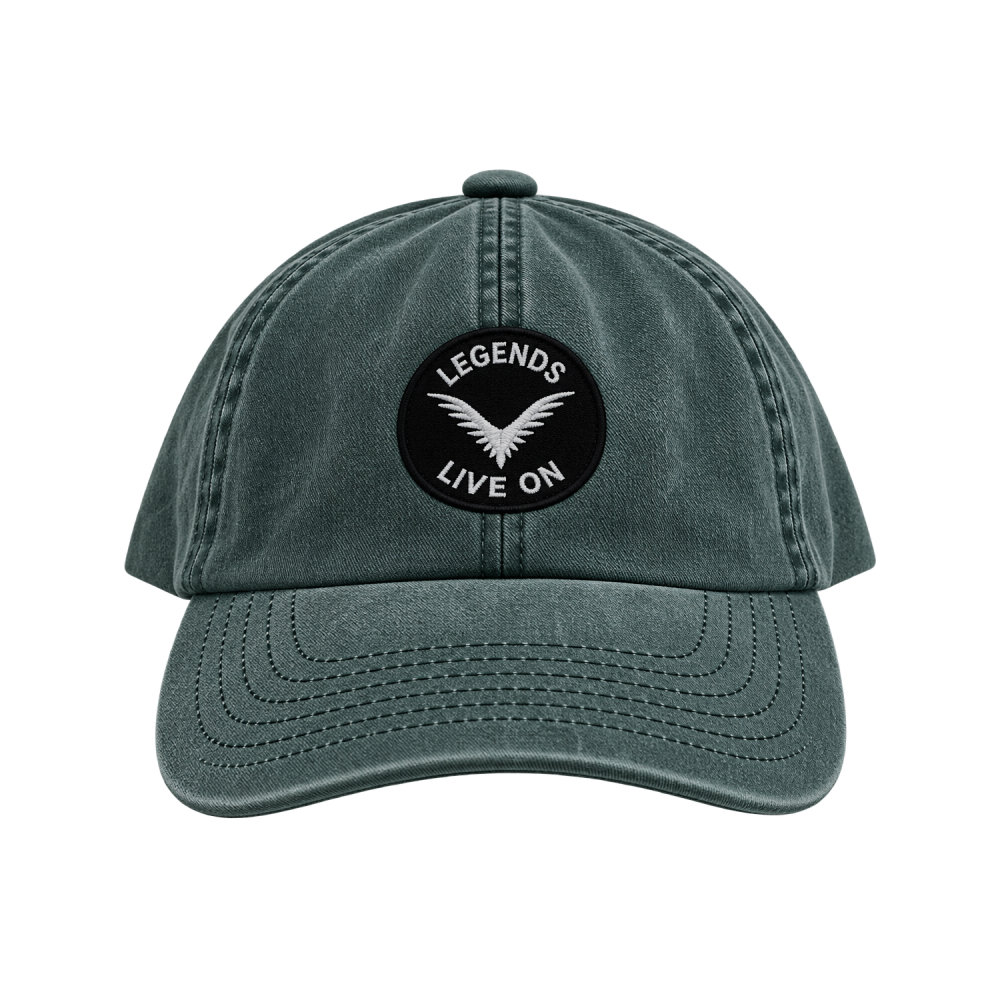 vintage green baseball cap with logo