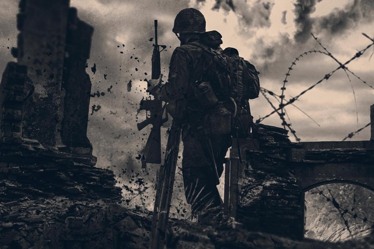 Solider in the ruins of war