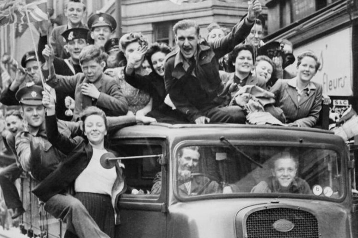 Joyful crowd - VE Day Celebrations