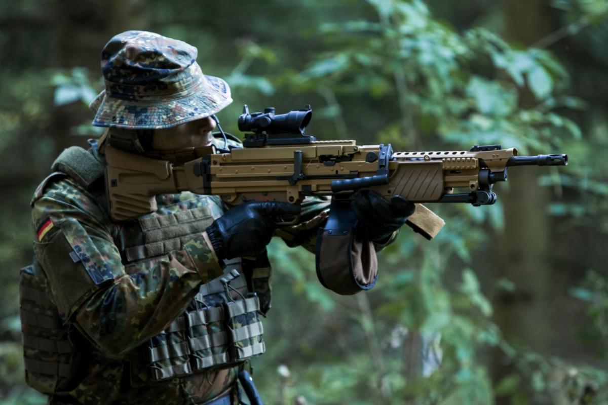 German machine gun heckler and Koch mg4 belt fed weapon nato