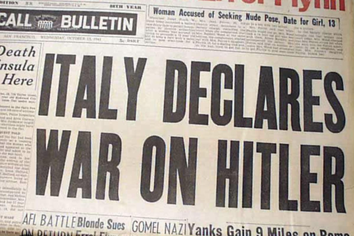Italy declares war on Germany 