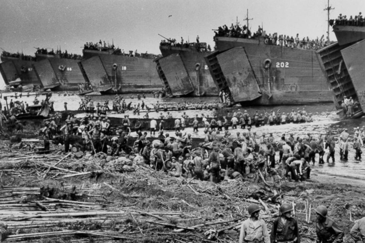 U.s landing craft at Leyte Philippines 