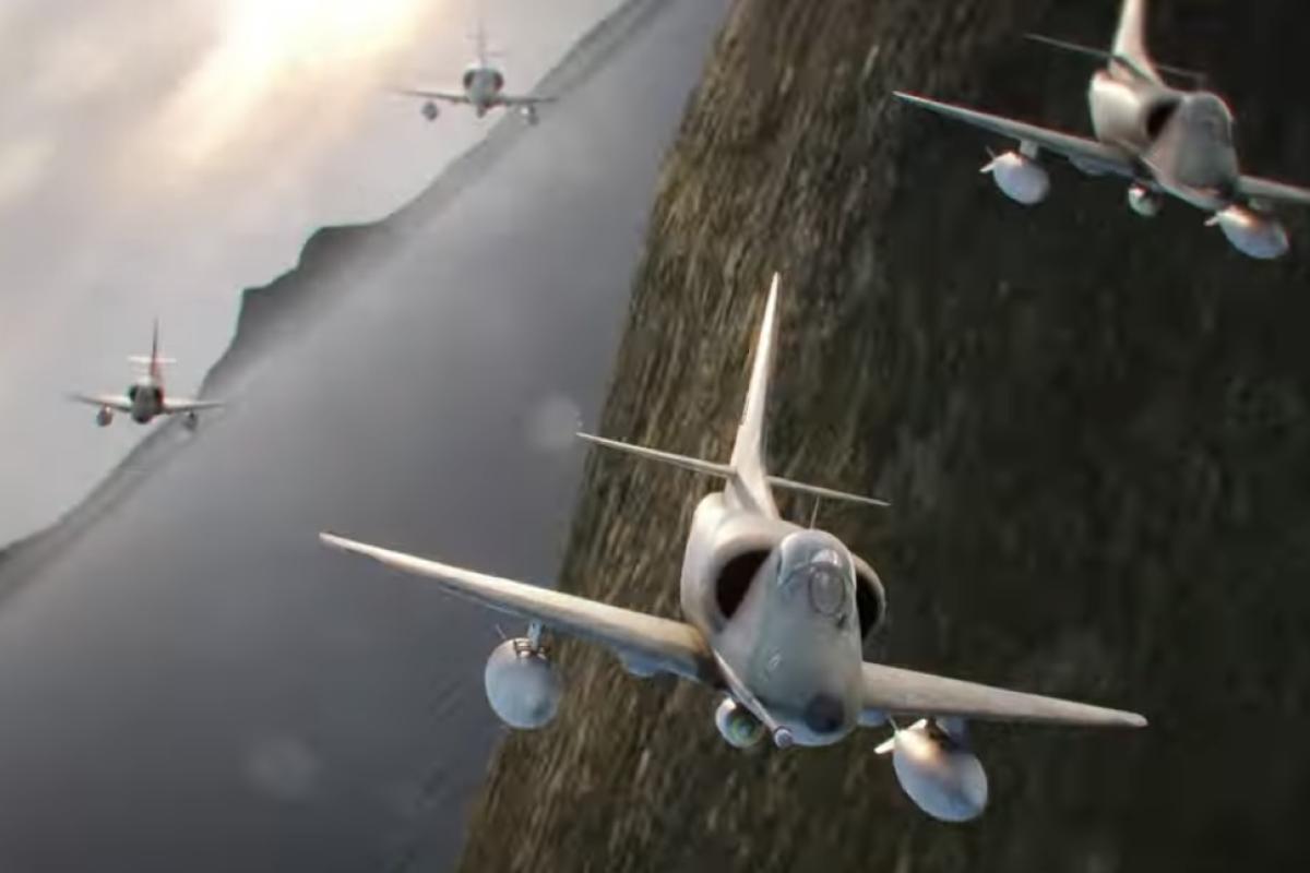 Argentinian Fighter planes attack British ship