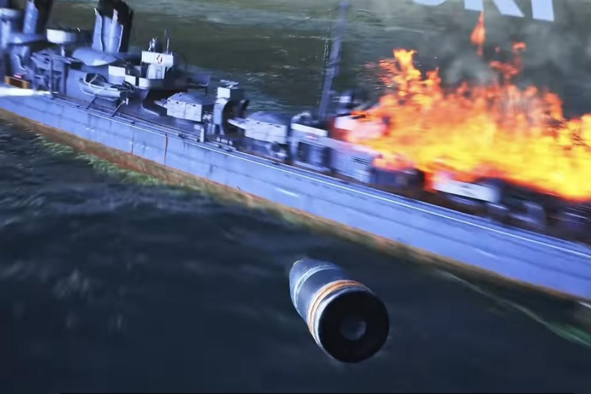Ship under fire from missile 