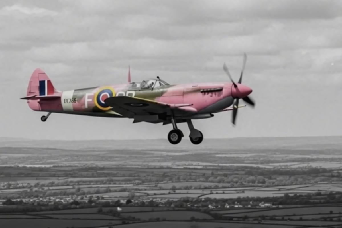 Pink spitfire reconnaissance plane