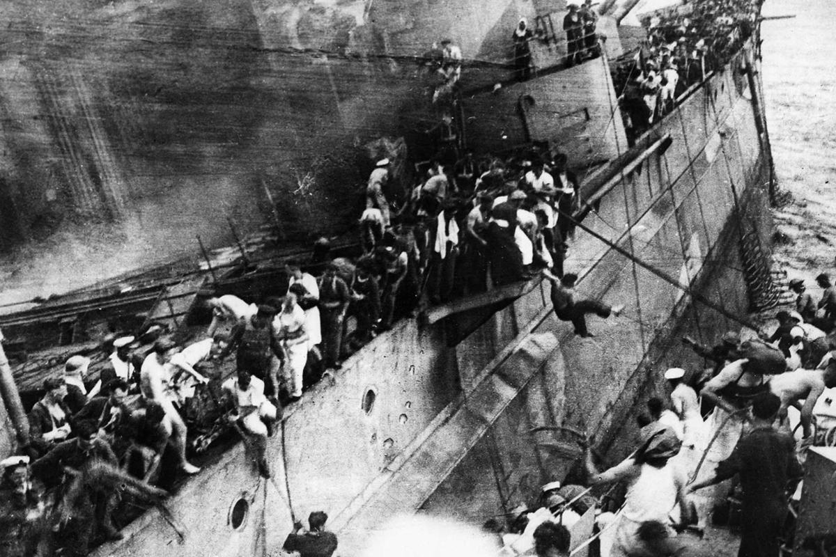 Damaged British ships