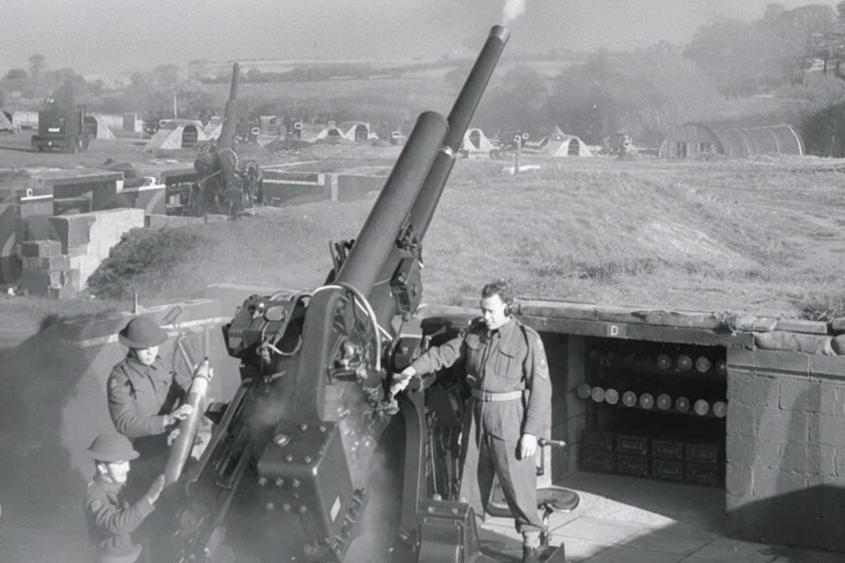 British 3.7 artillery gun 