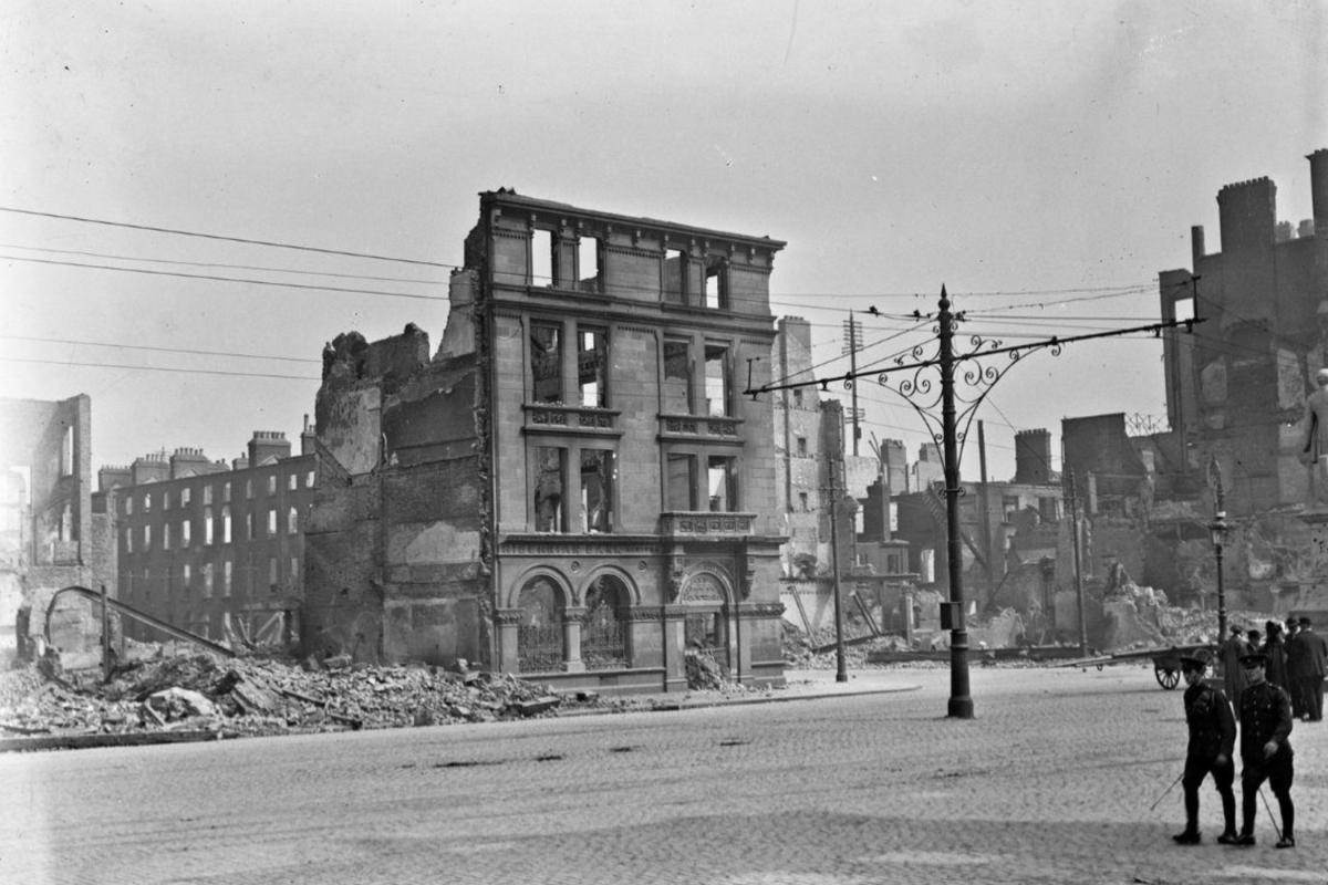 Damaged riot buildings 