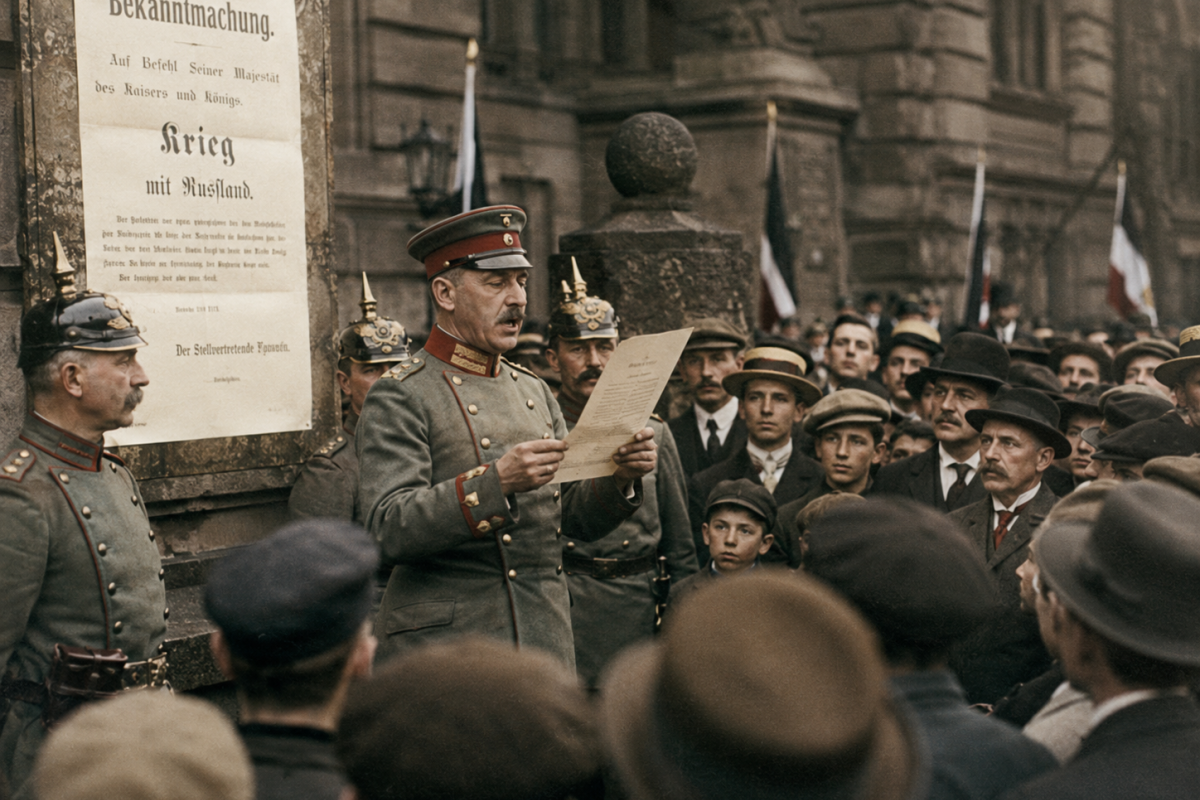 German declares war on Russia 