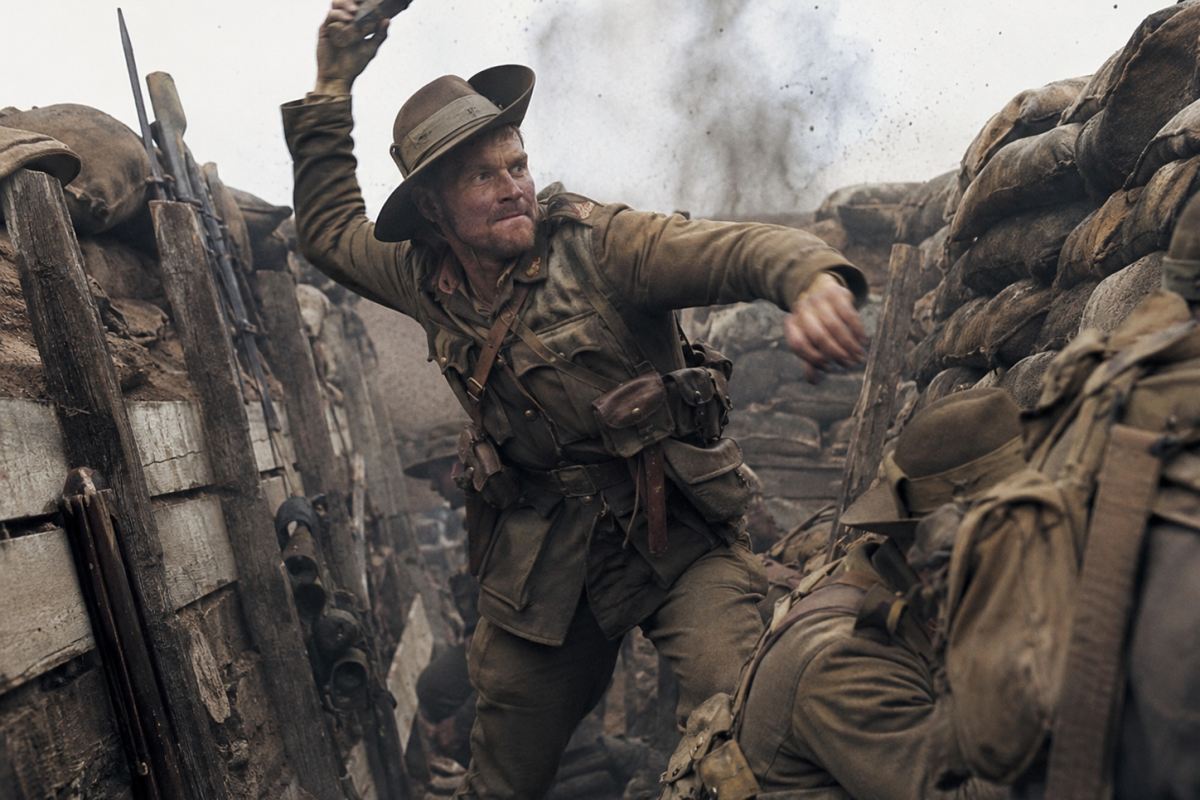 Ww1 Australian soldier throwing hand grenade 