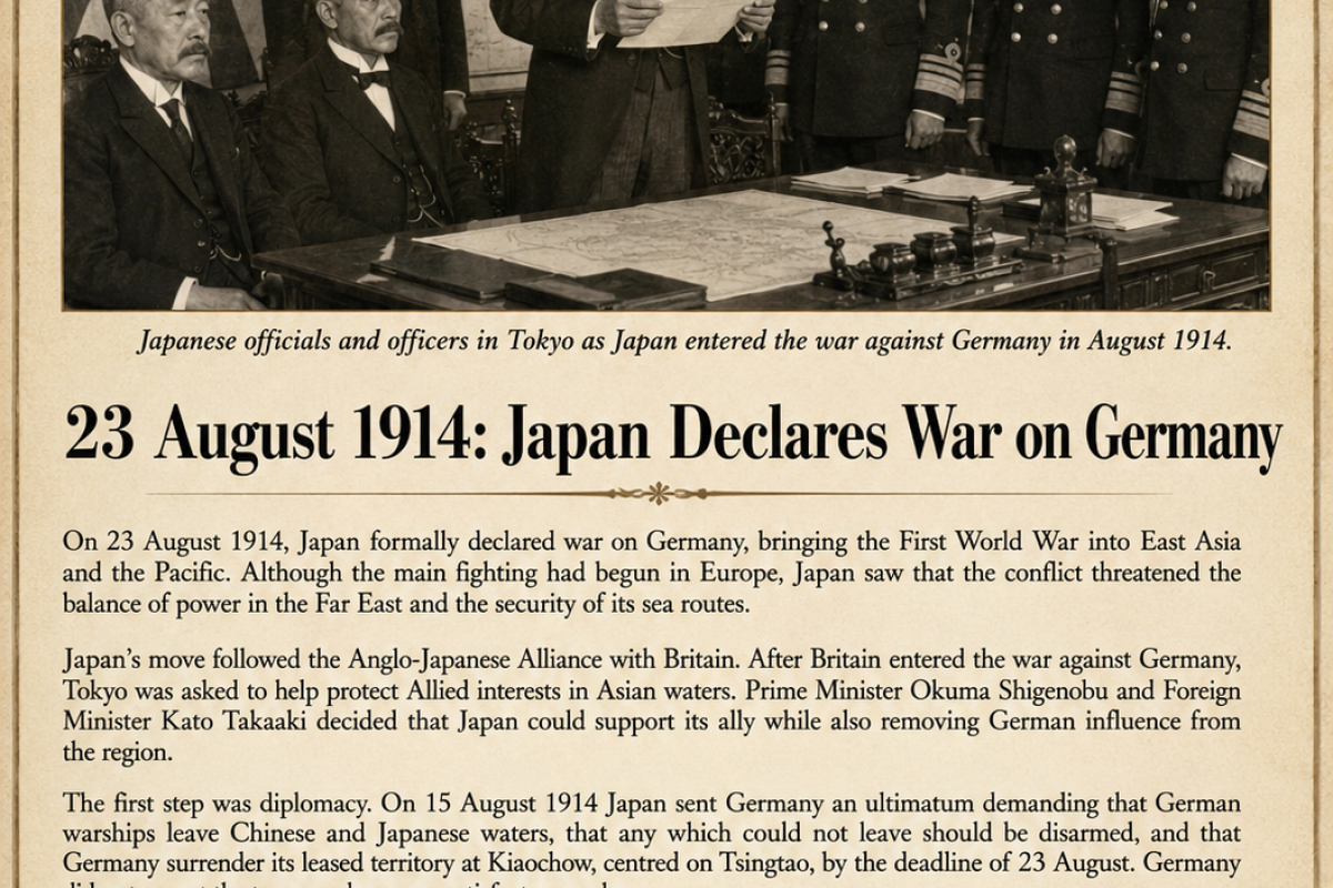 Japan declares war on Germany 