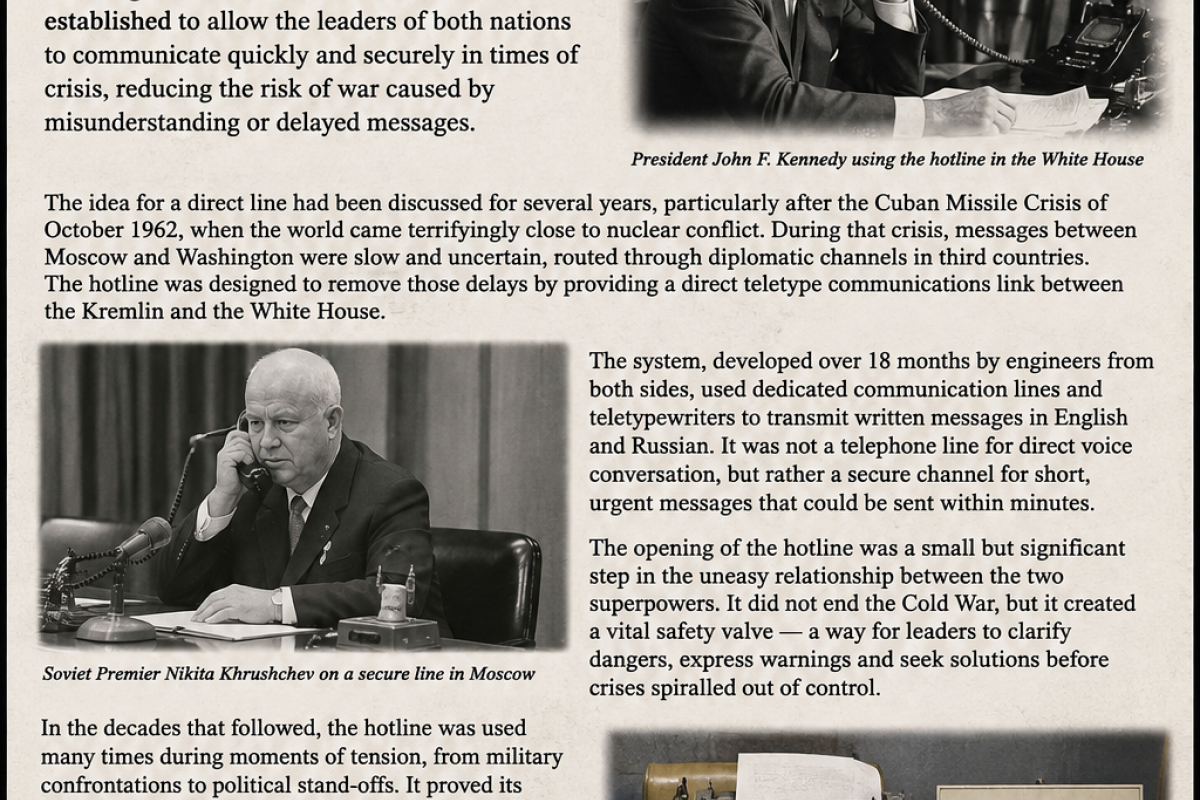 Moscow to Washington hotline operational Cold War era communication 
