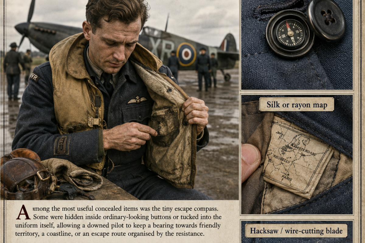 RAF ww11 escape and evasion implements including maps compasses 