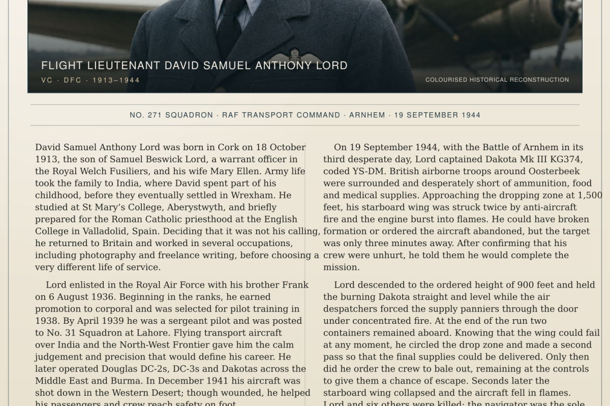 David Lord  V C RAF ww11 Arnhem