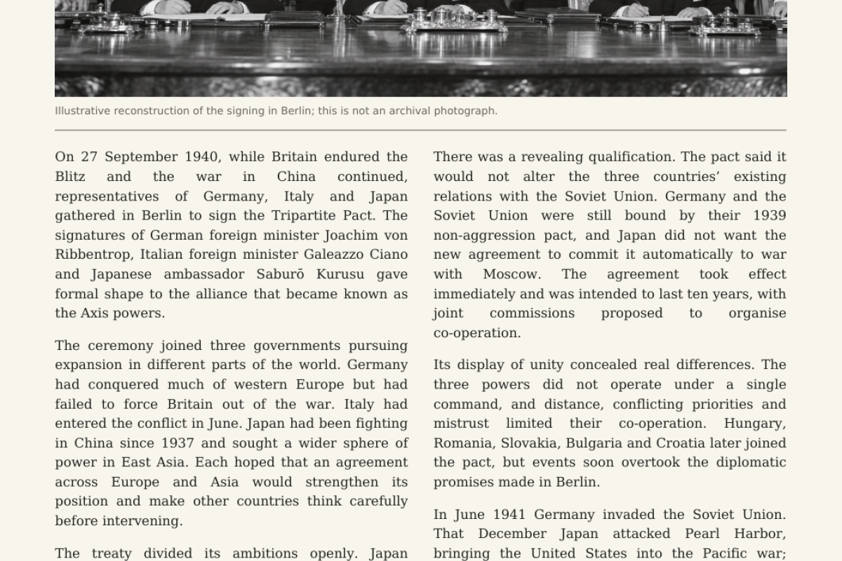 Tripartite pact signing Germany Italy Japan axis of evil