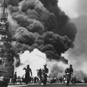 Us ships ablaze