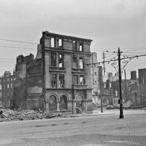 Damaged riot buildings 