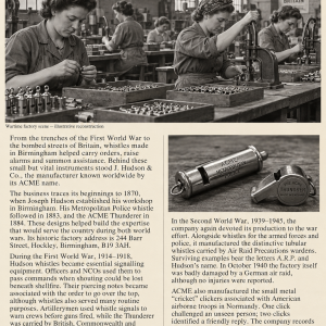 Acme whistle manufacturing 